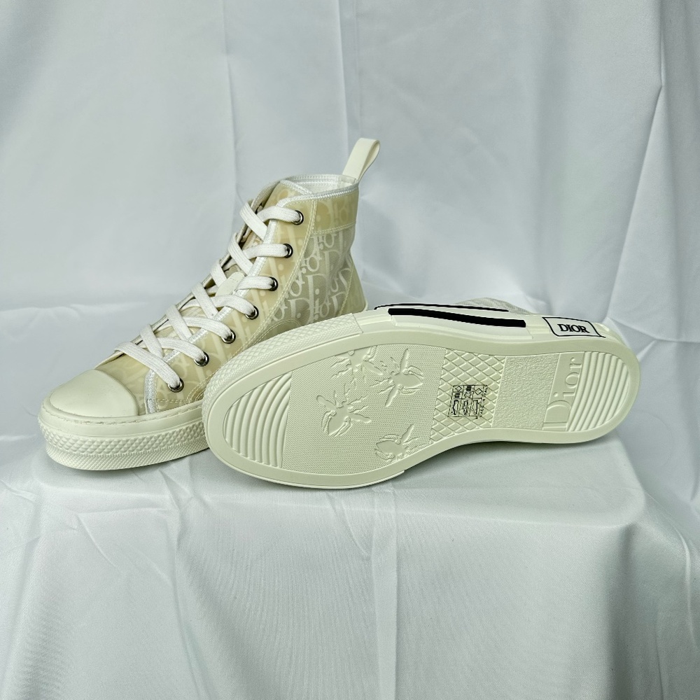 CHRISTIAN DIOR Canvas Oblique Mens B23 High Top Sneakers white - Picture 3 of 4